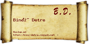 Binó Detre névjegykártya